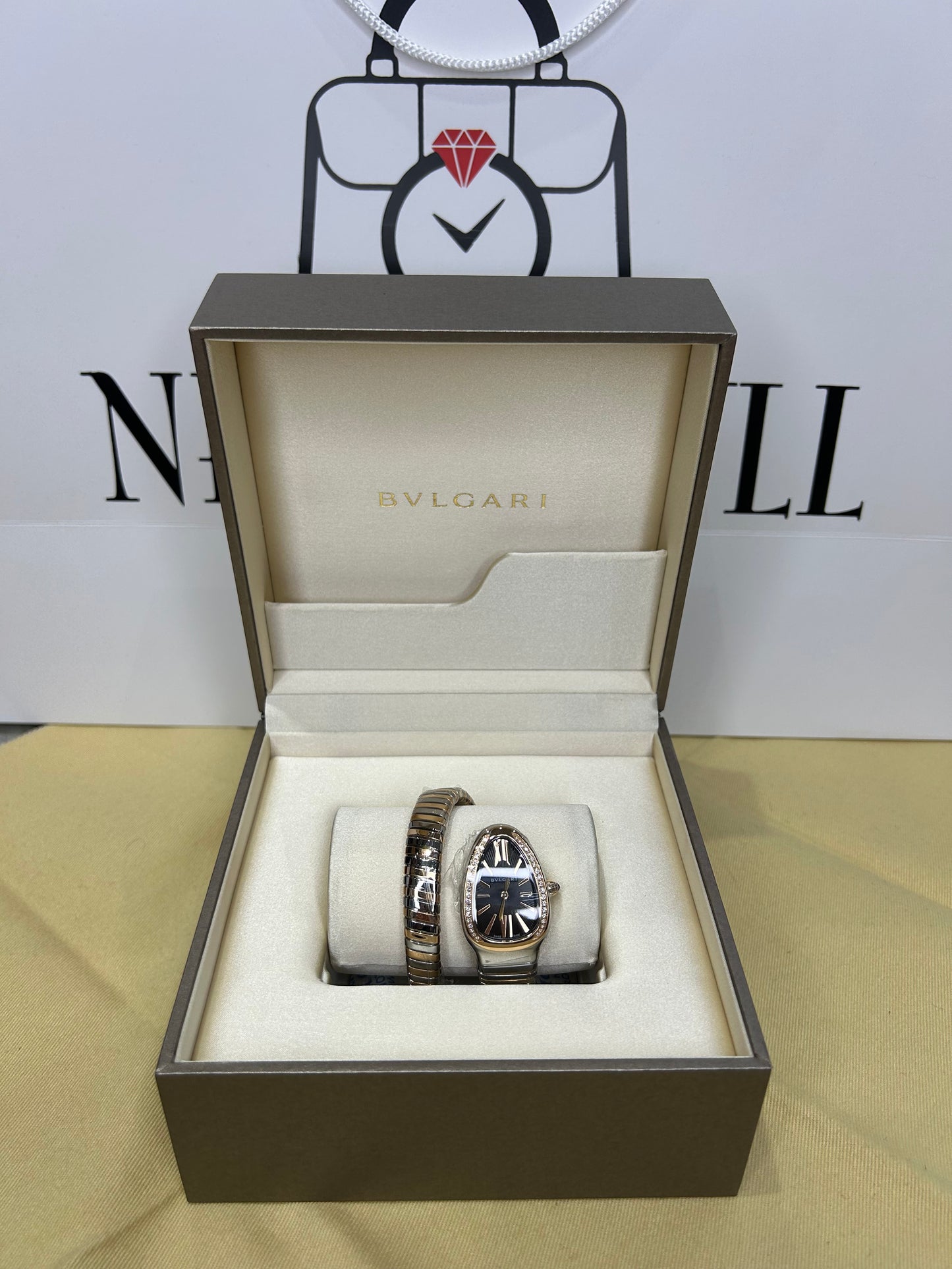 BVLGARI Bulgari Serpenti Steel/Gold Quartz SP 35 SPG  With Diamonds New