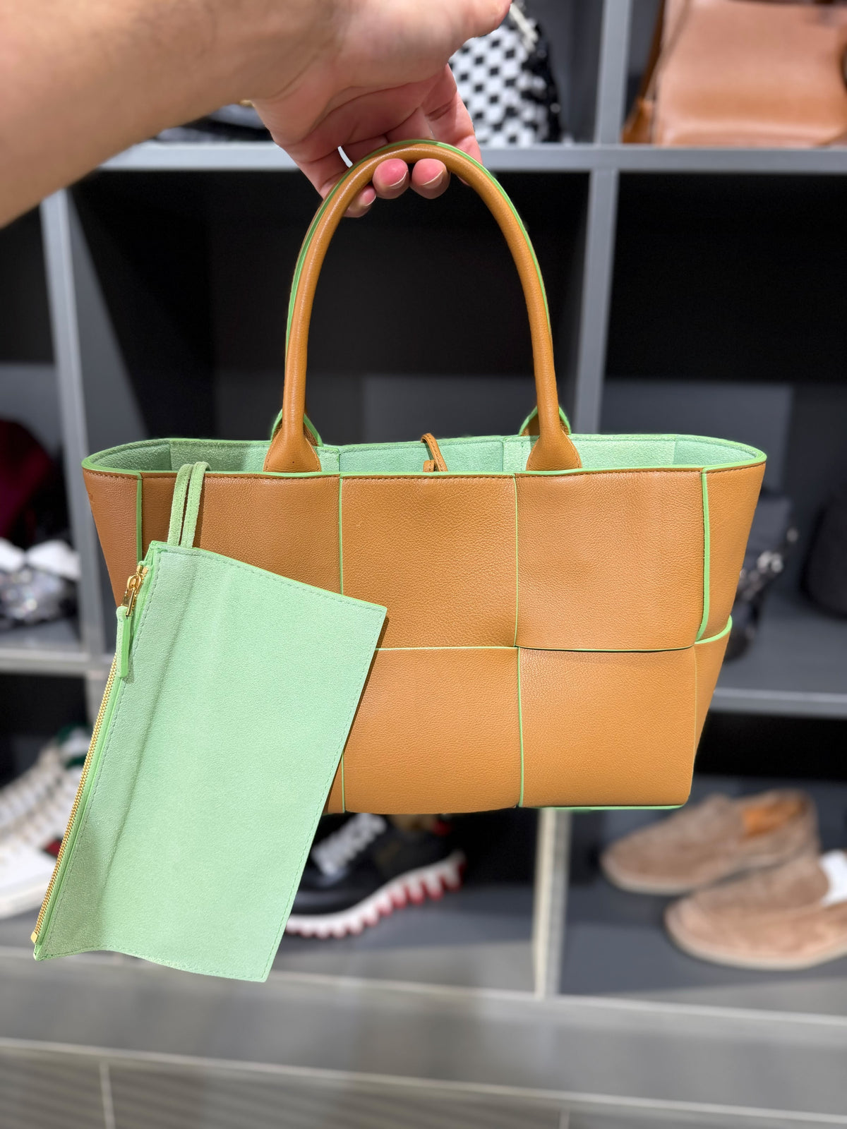 Bottega Veneta Small Arco Tote Bag – Tan/Green