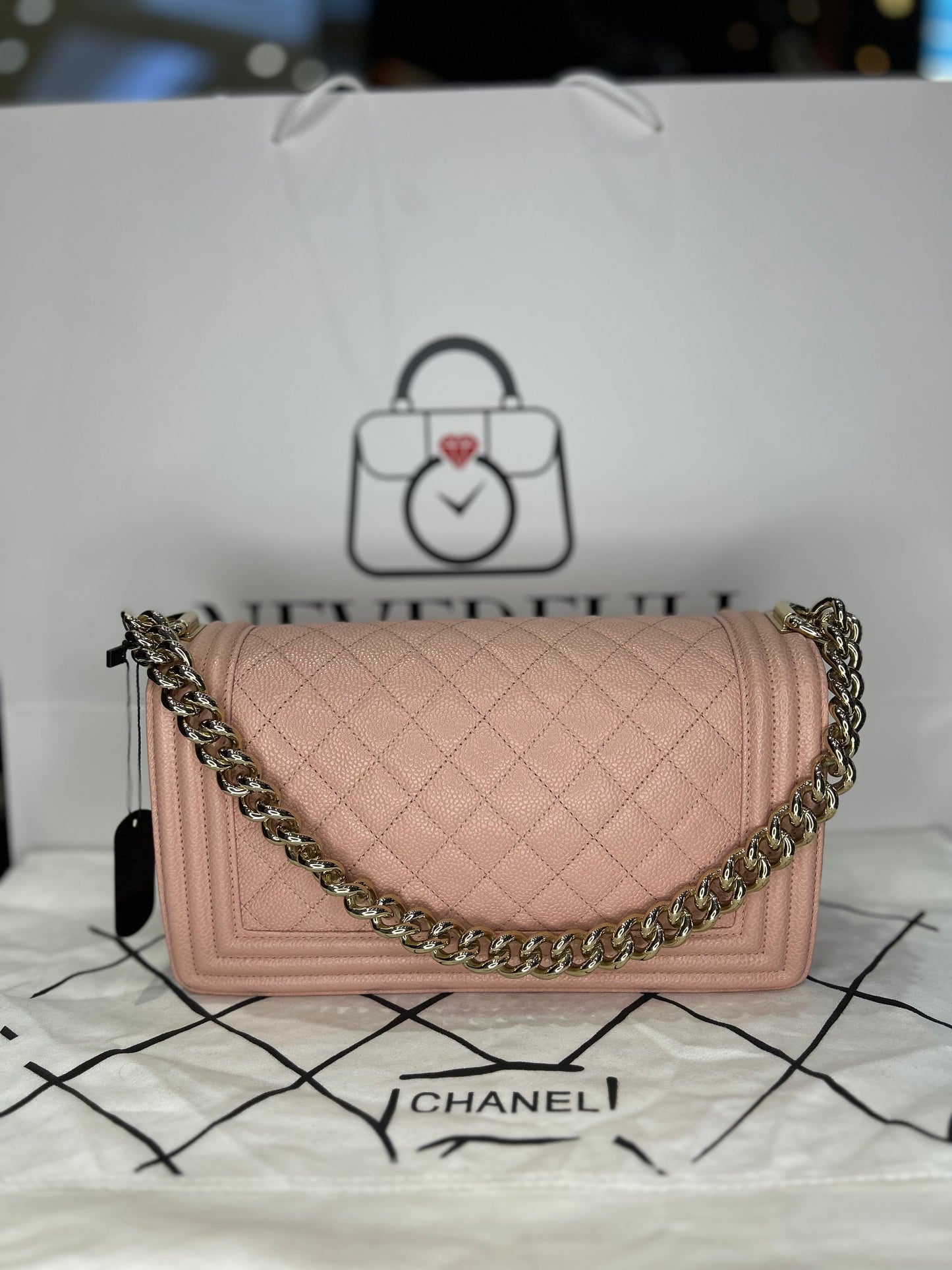 Chanel Boy Bag Medium Caviar Used Excellent Condition