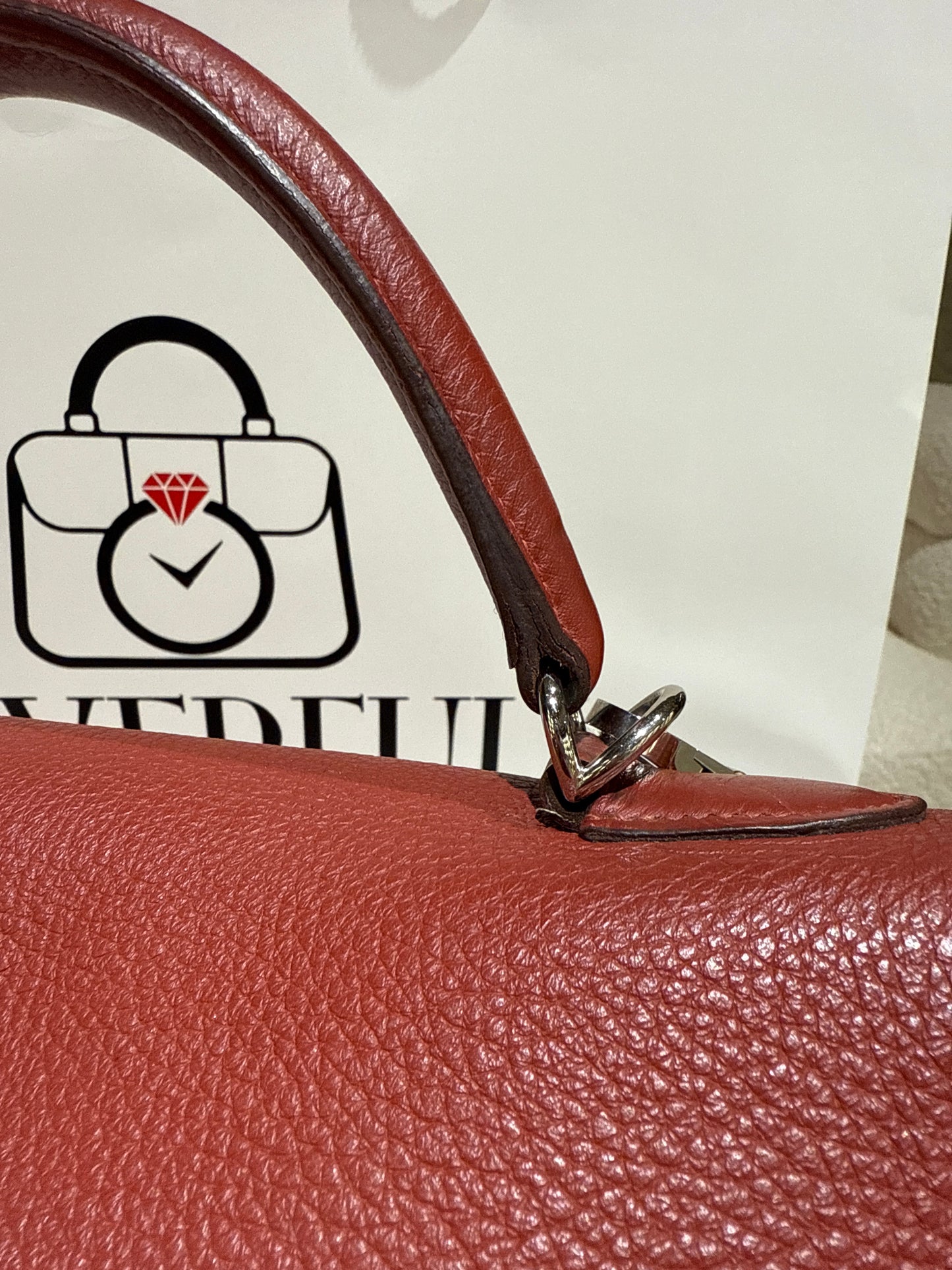 Hermes Kelly 32 Rouge Venitien Clemence 2009 Stamp N Used With Bababei Certificate