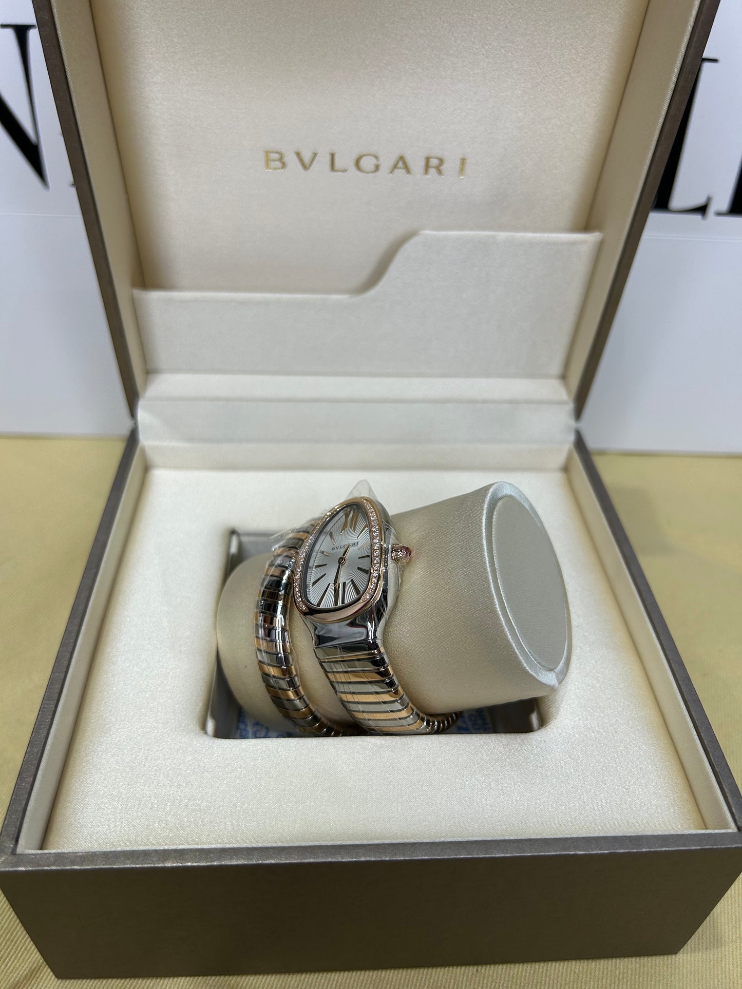 BVLGARI Bulgari Serpenti Steel/Gold Quartz SP 35 SPG  With Diamonds New