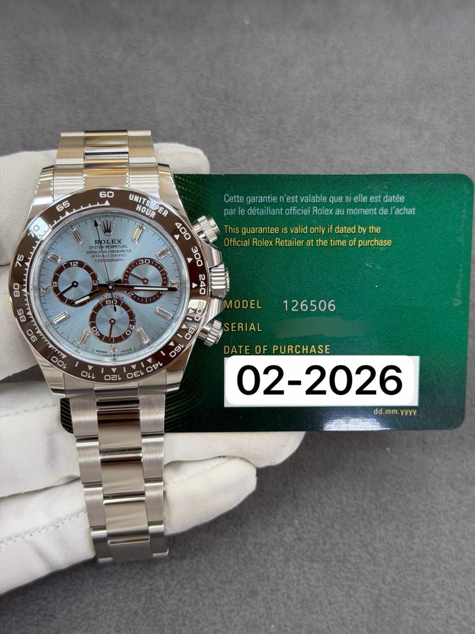Rolex Daytona 40mm Platinum Daimond Dial Oyster Bracelet Brand New 2026 Year Full Set 126506