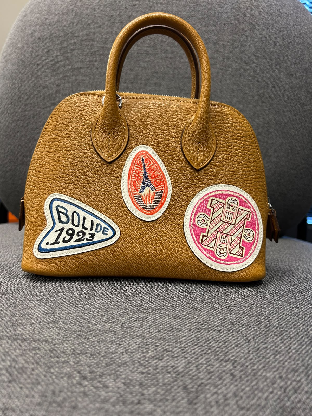 HERMÈS Limited Edition Mini Bolide 1923 Travel Caramel Chevre Palladium Hardware 2024 New