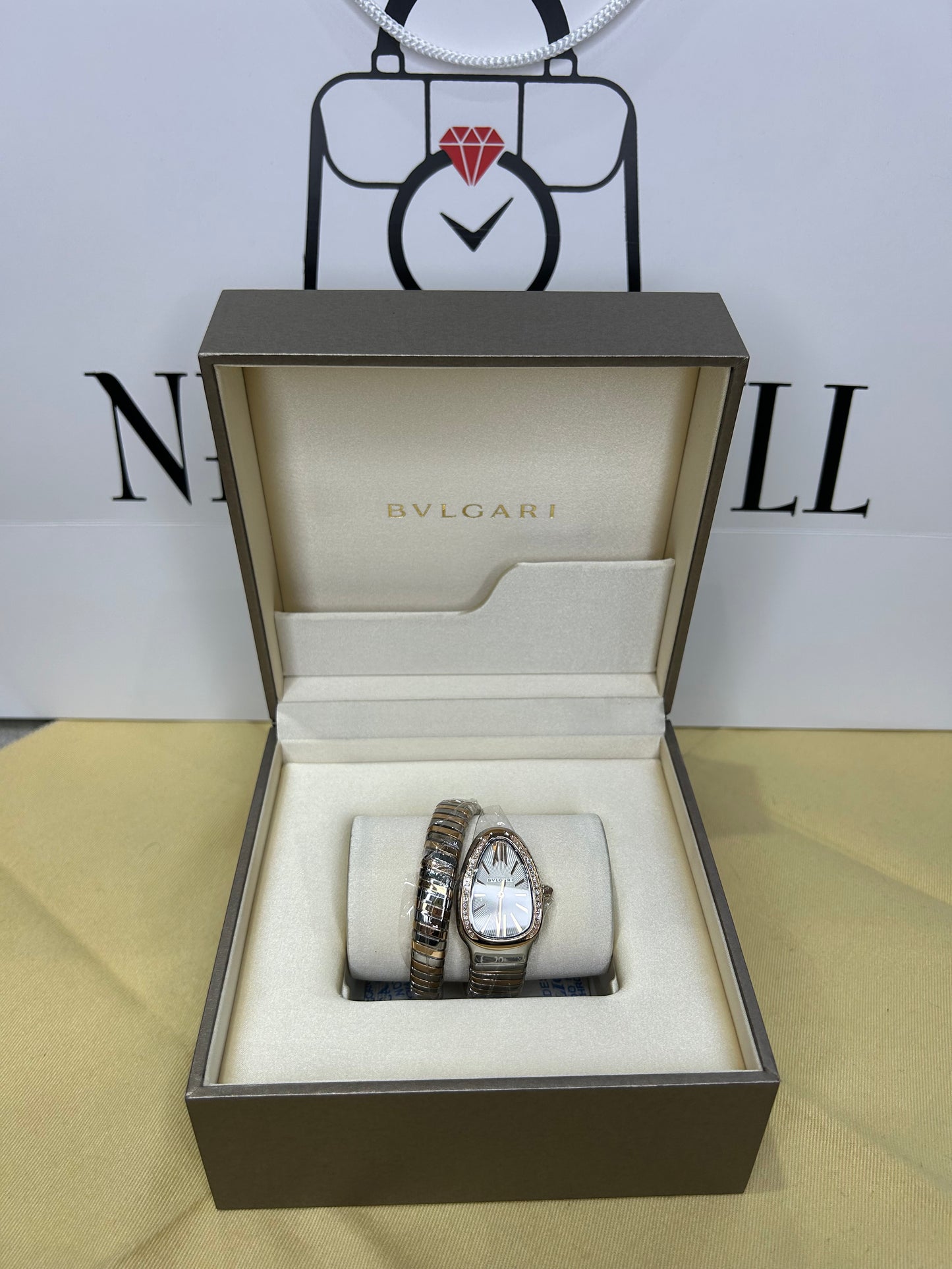 BVLGARI Bulgari Serpenti Steel/Gold Quartz SP 35 SPG  With Diamonds New