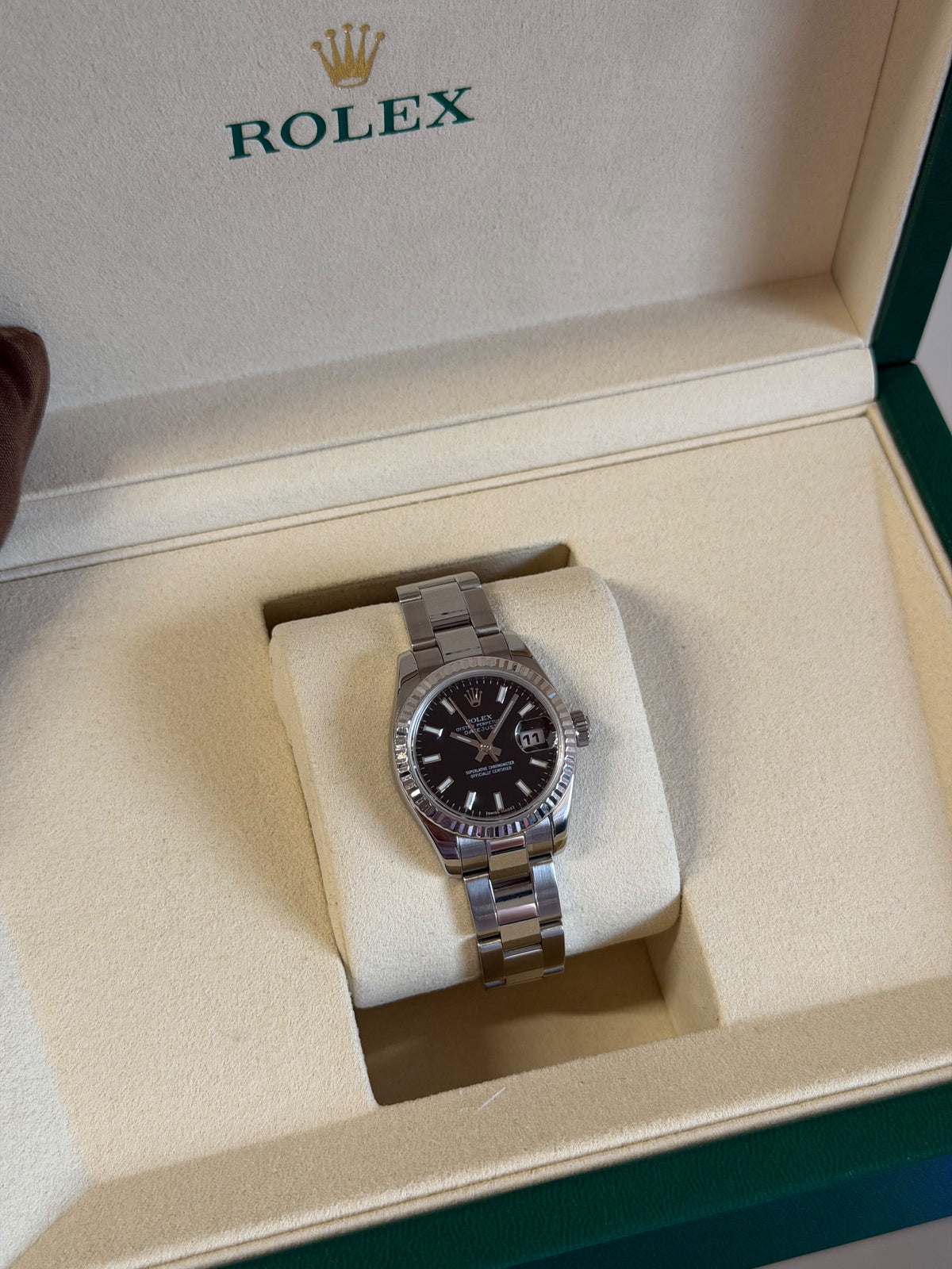 Rolex Ladies Datejust 26mm 179174 Black Dial Oyster Bracelet Automatic With Box