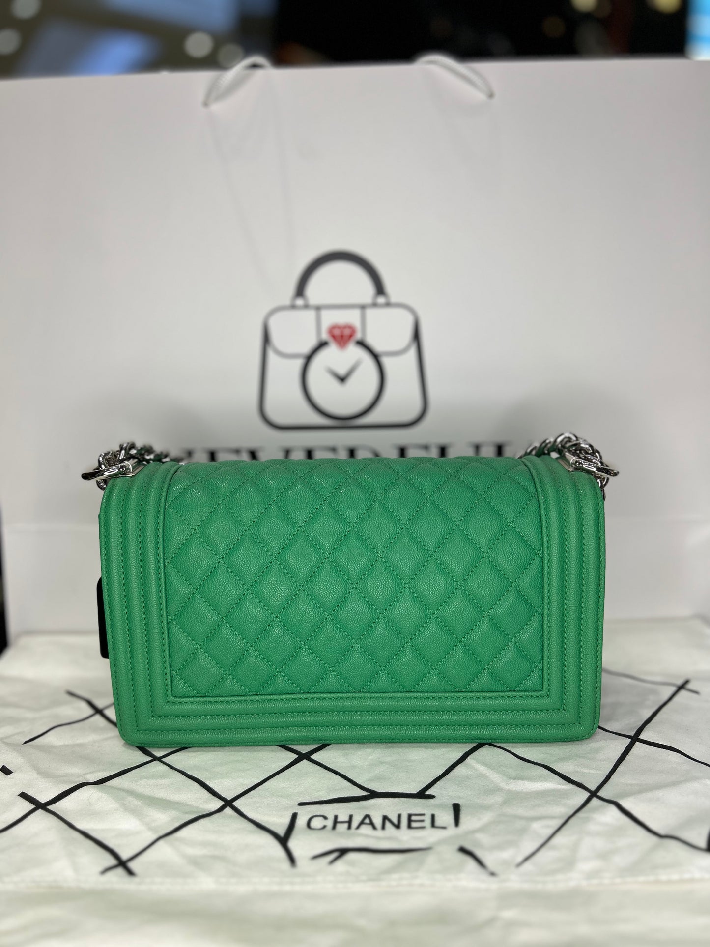 Chanel Boy Bag Medium Caviar Used Excellent Condition