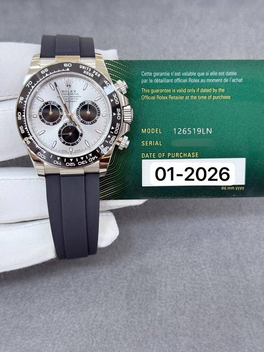 Rolex Daytona 40mm Silver Index Dial White Gold Oysterflex Bracelet Brand New 2026 Year Full Set 126519LN