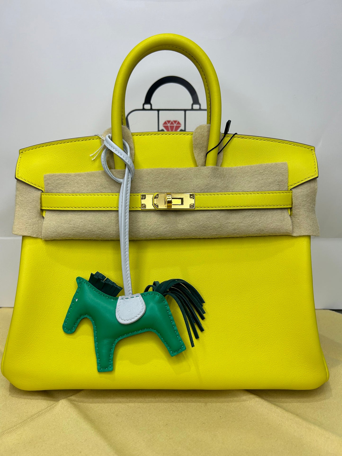 Hermes Birkin 25 Veau Swift Lime New Full Set