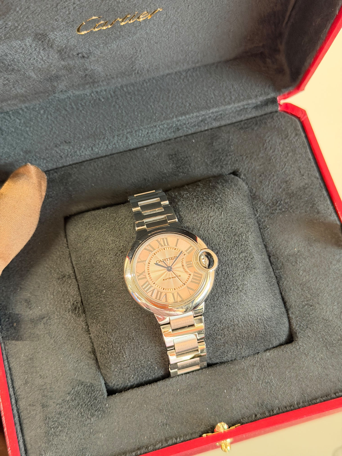 Cartier Ballon Bleu 33mm Ladies Automatic Steel 4373 Only With Box Like New