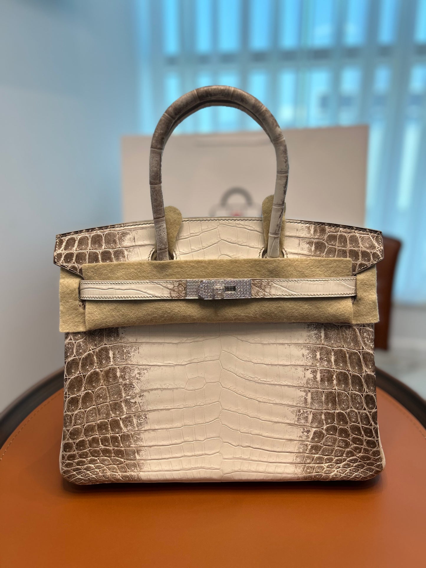 Hermes Birkin 25 Himalayan Crocodile 18K Gold Hardware With Factory Diamonds