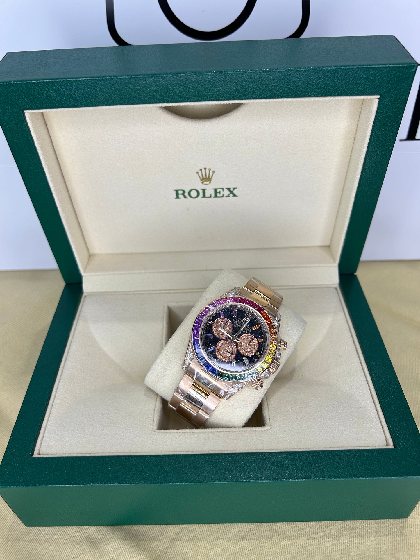 Rolex Unisex Daytona 18K Gold Chronograph Rainbow 40mm Automatic