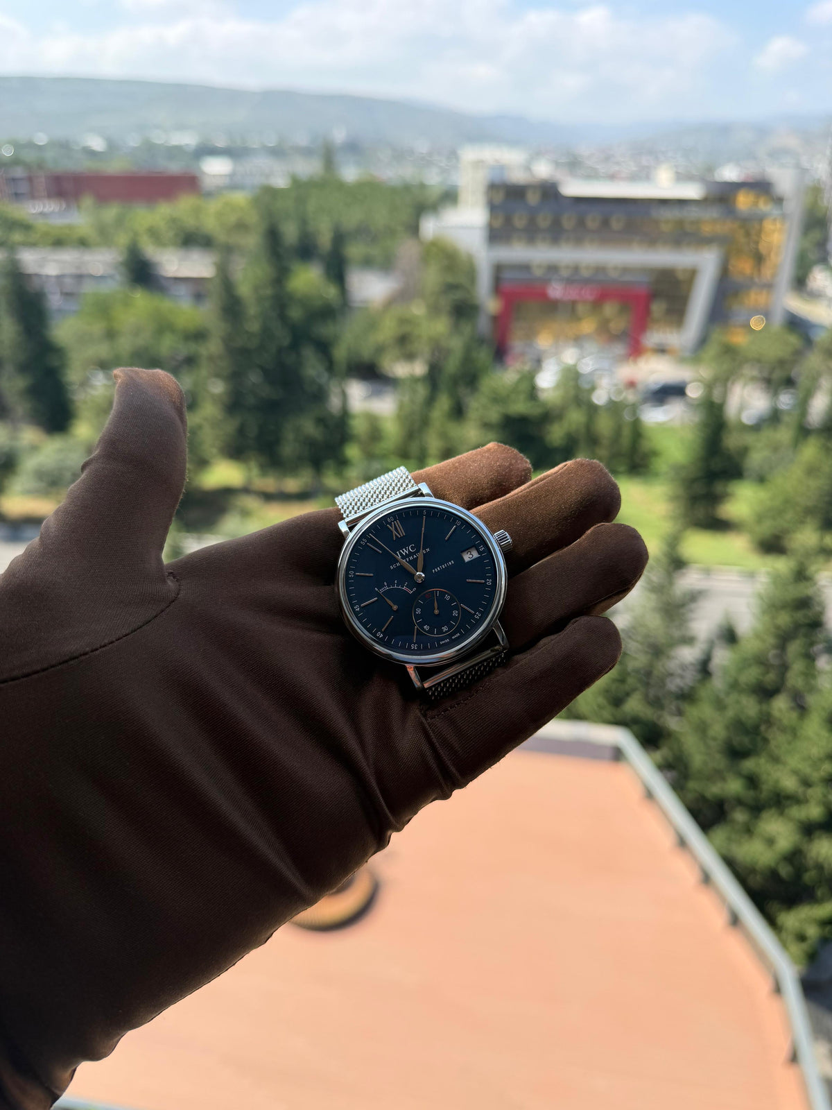 IWC Portofino 8 Days In-house Movement Manual Winding 45mm Stainless Steel Case IW510116 Blue Dial Men’s Used 2019 Year With Papers. No Box