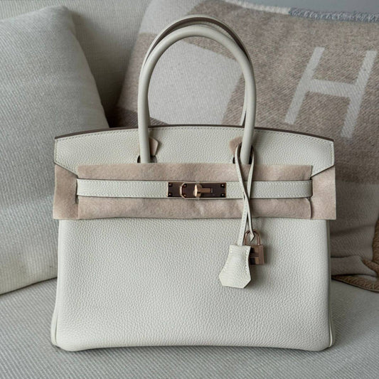 Hermes Birkin 30 Craie RGHW Brand New Full Set
