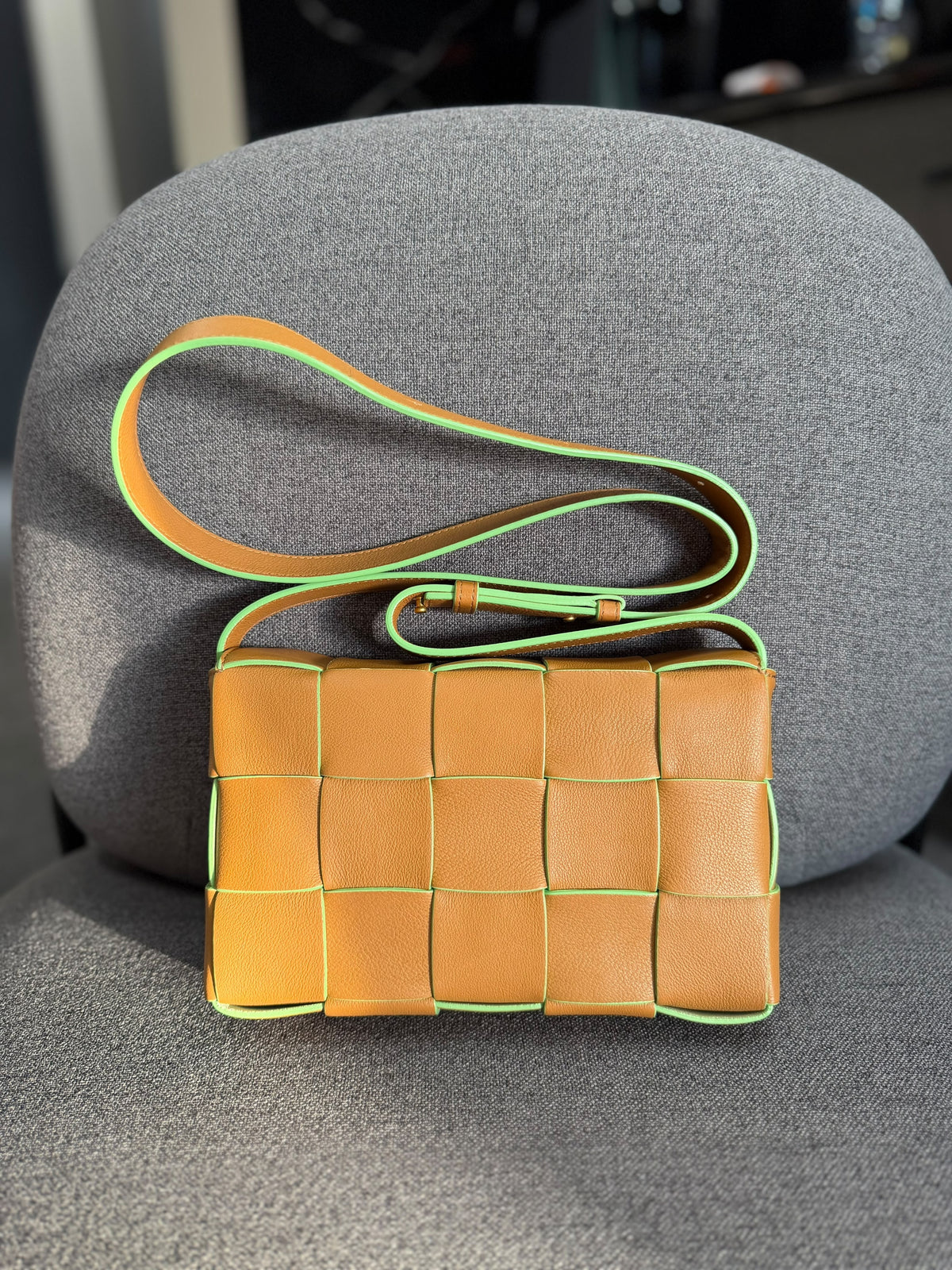 Bottega Veneta Cassette Crossbody Bag – Tan/Green