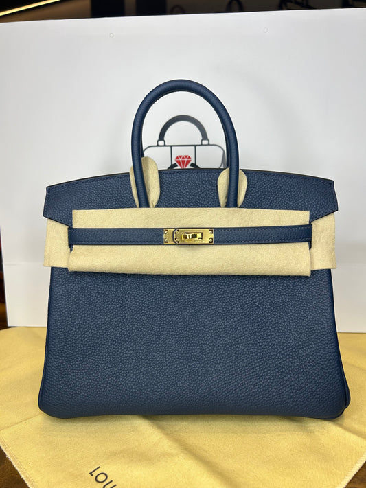 Hermes Birkin 25 Bleu De Prusse GHW New 2024 Full Set