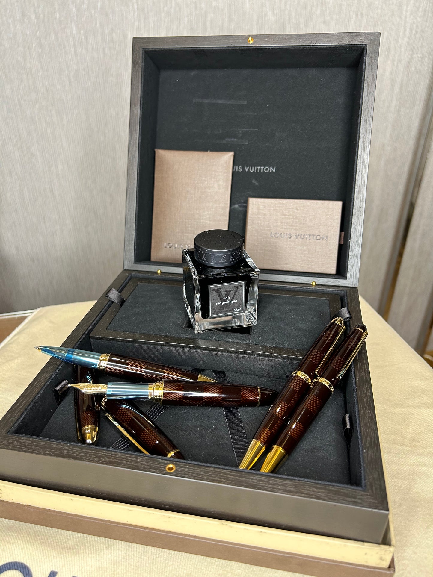 Set Of Louis Vuitton Pens, From Grand Tour Collection In Damier