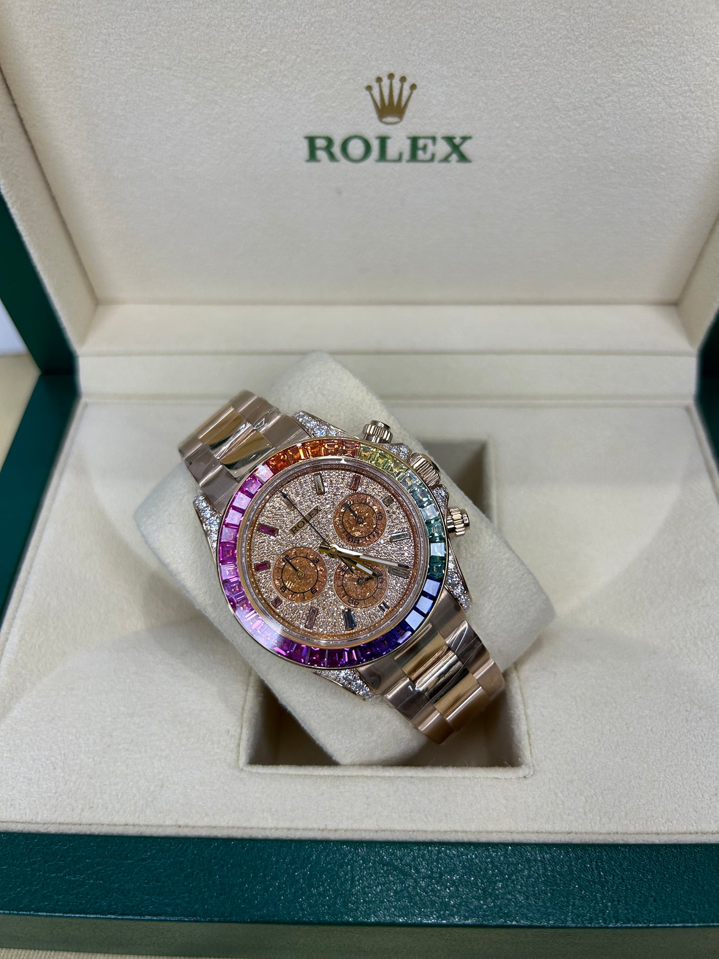 Rolex Unisex Daytona 18K Gold Chronograph Rainbow 40mm Automatic