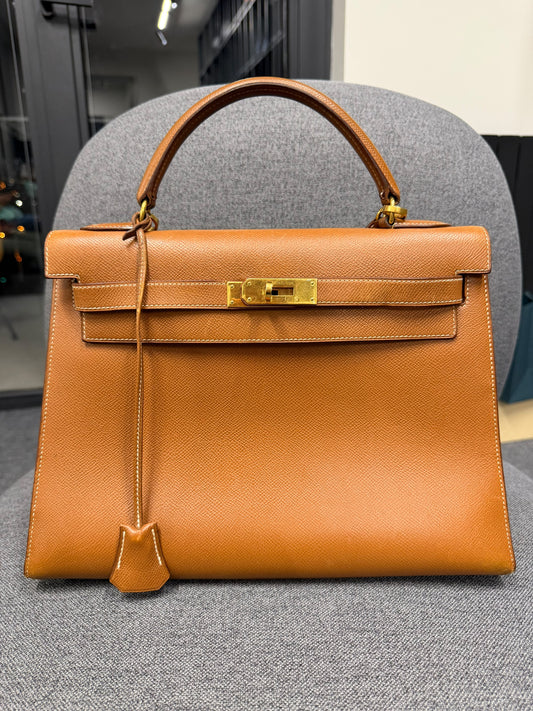 Hermes Kelly Sellier 32 Vintage Gold GHW 1971 Year