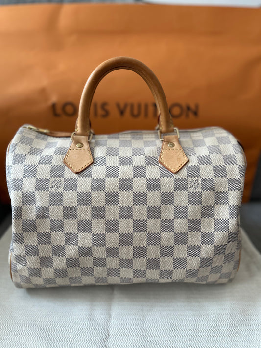 Louis Vuitton Damier Azur Canvas Speedy 30 |used|
