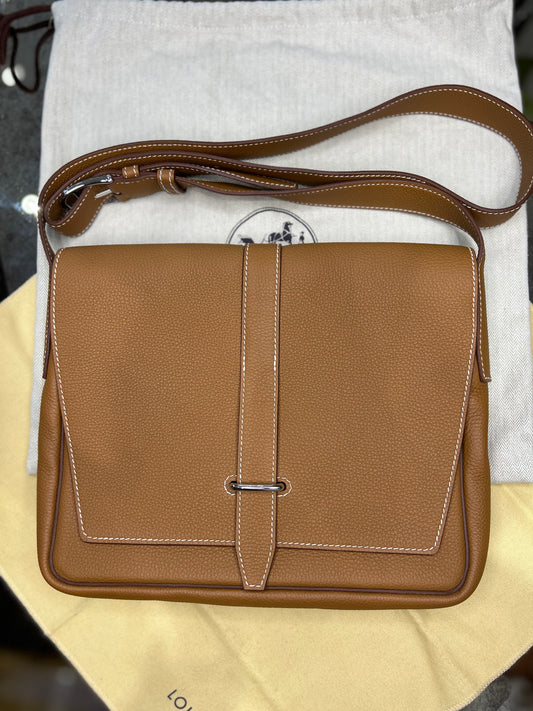 Hermes Steve Gold Messenger Bag. Like New. Without Invoice