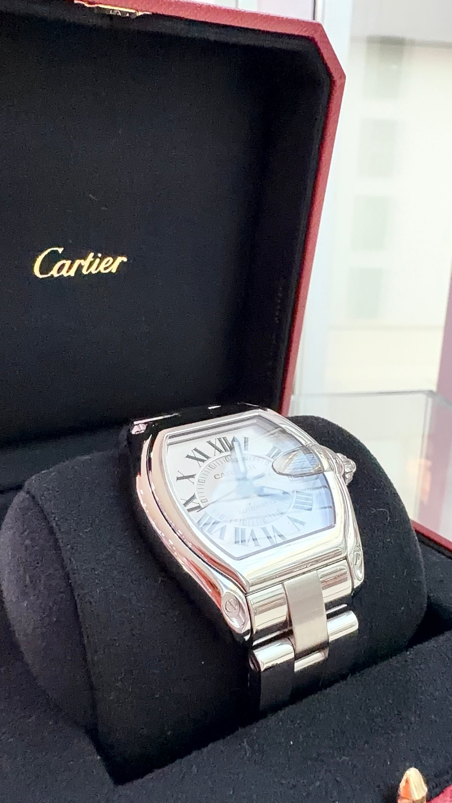 Cartier Roadster 2510 Steel Date With Box Polished