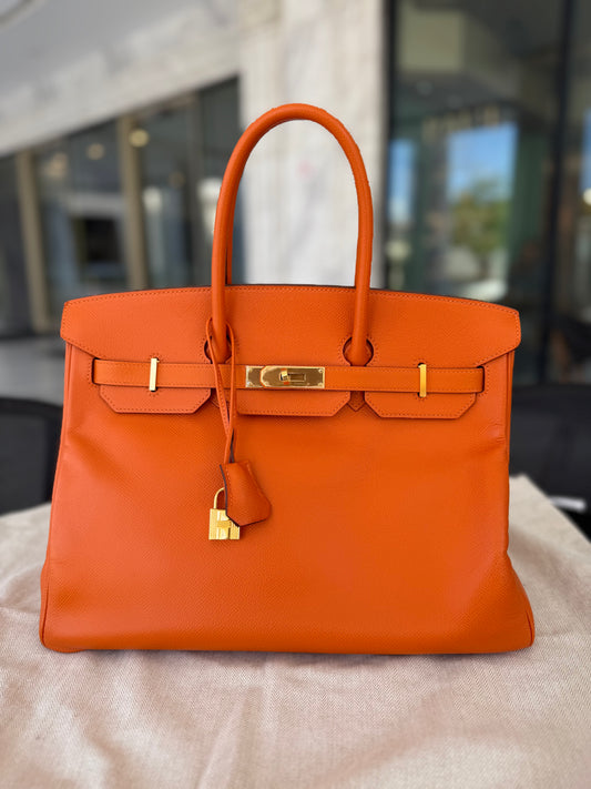 Hermes Birkin 35 GHW 2013 Year With Invoice Epsom Orange