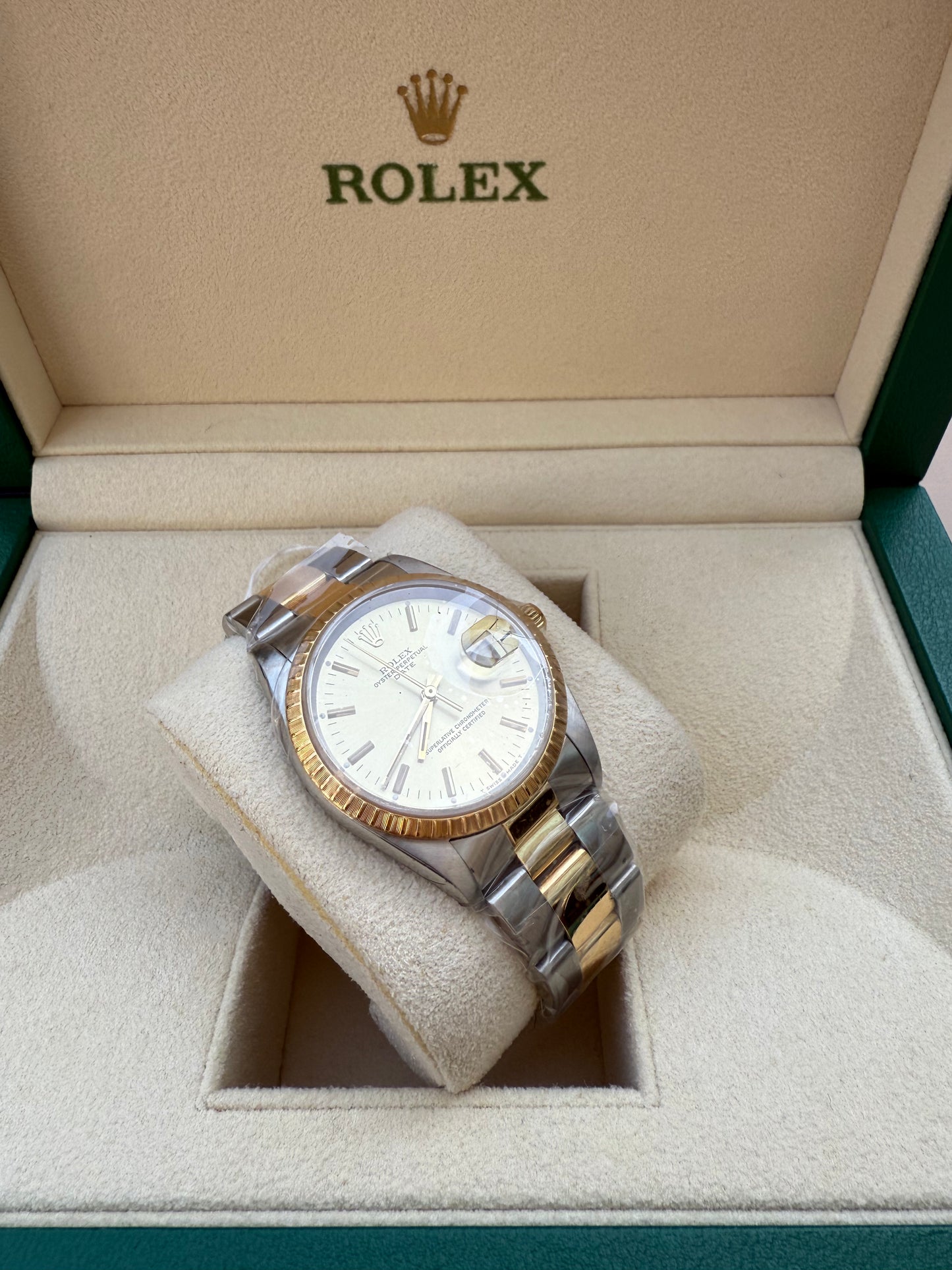 Rolex Date 34mm Steel/Gold 15223 Only Watch With Box