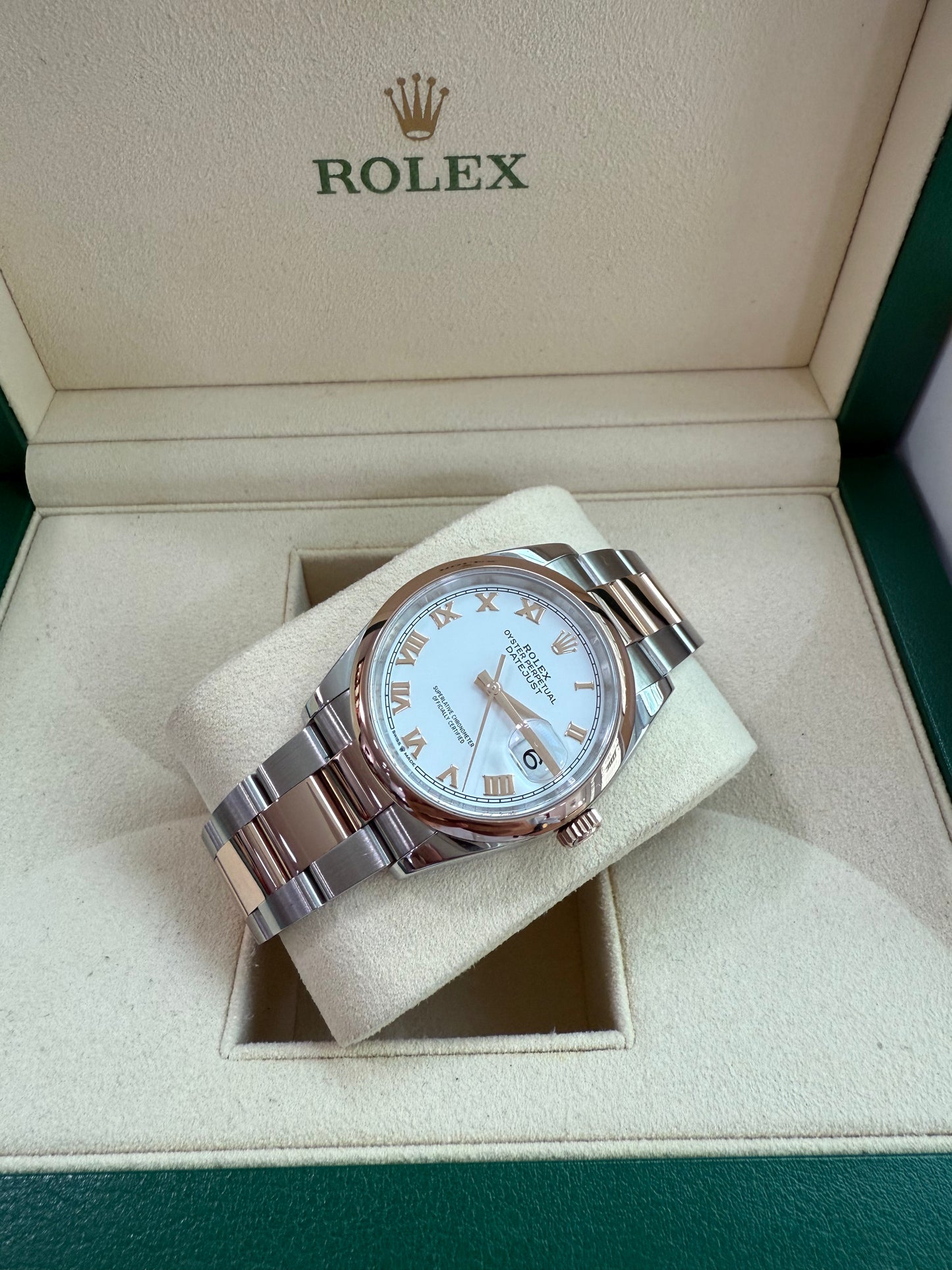 Rolex Ladies Datejust 36mm Steel/Rose Gold Automatic Used Polished Full Set 2019 M126201-0016
