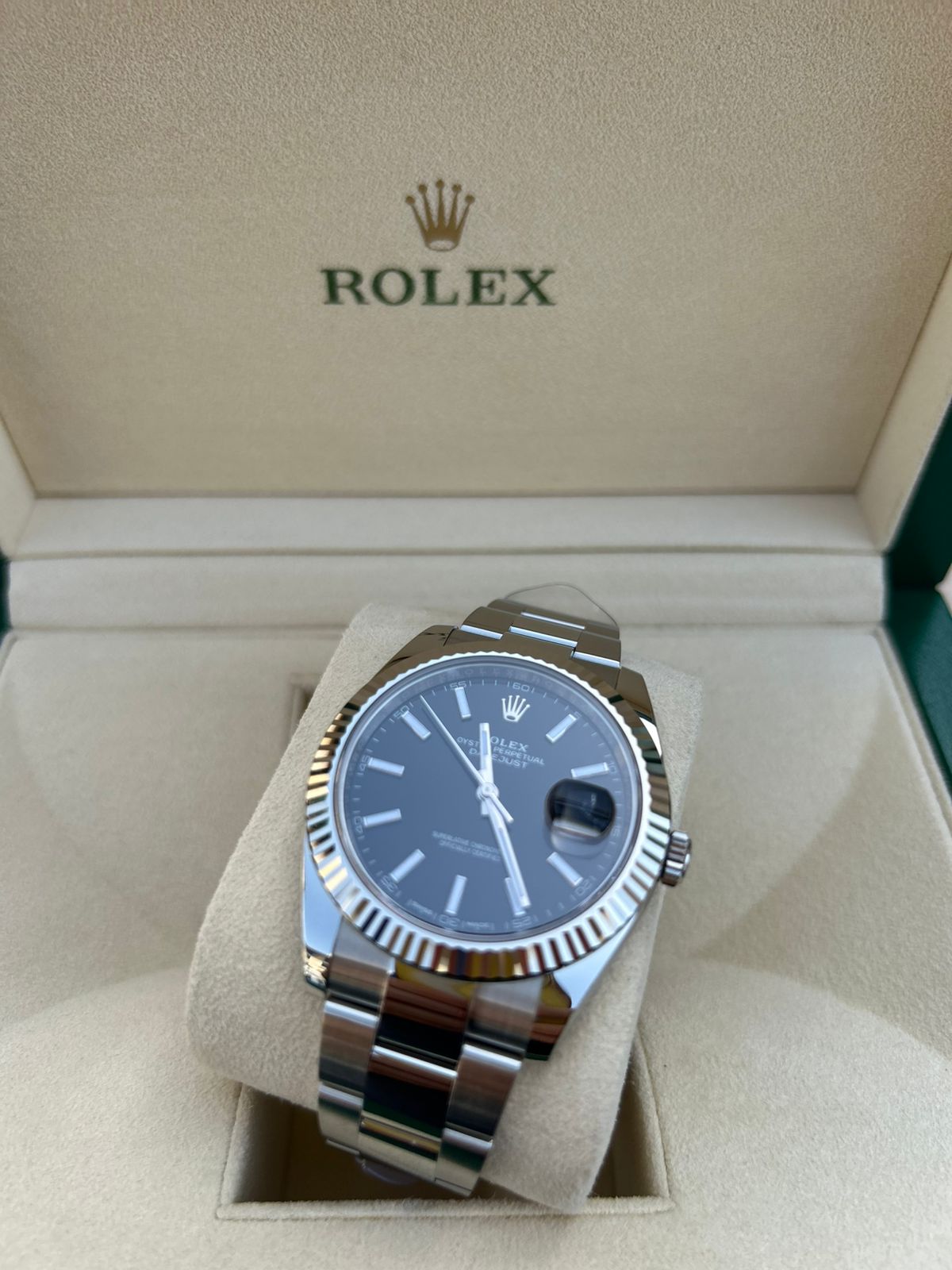 Rolex Datejust 41mm Steel White Gold Bezel Polished With Box Without Papers