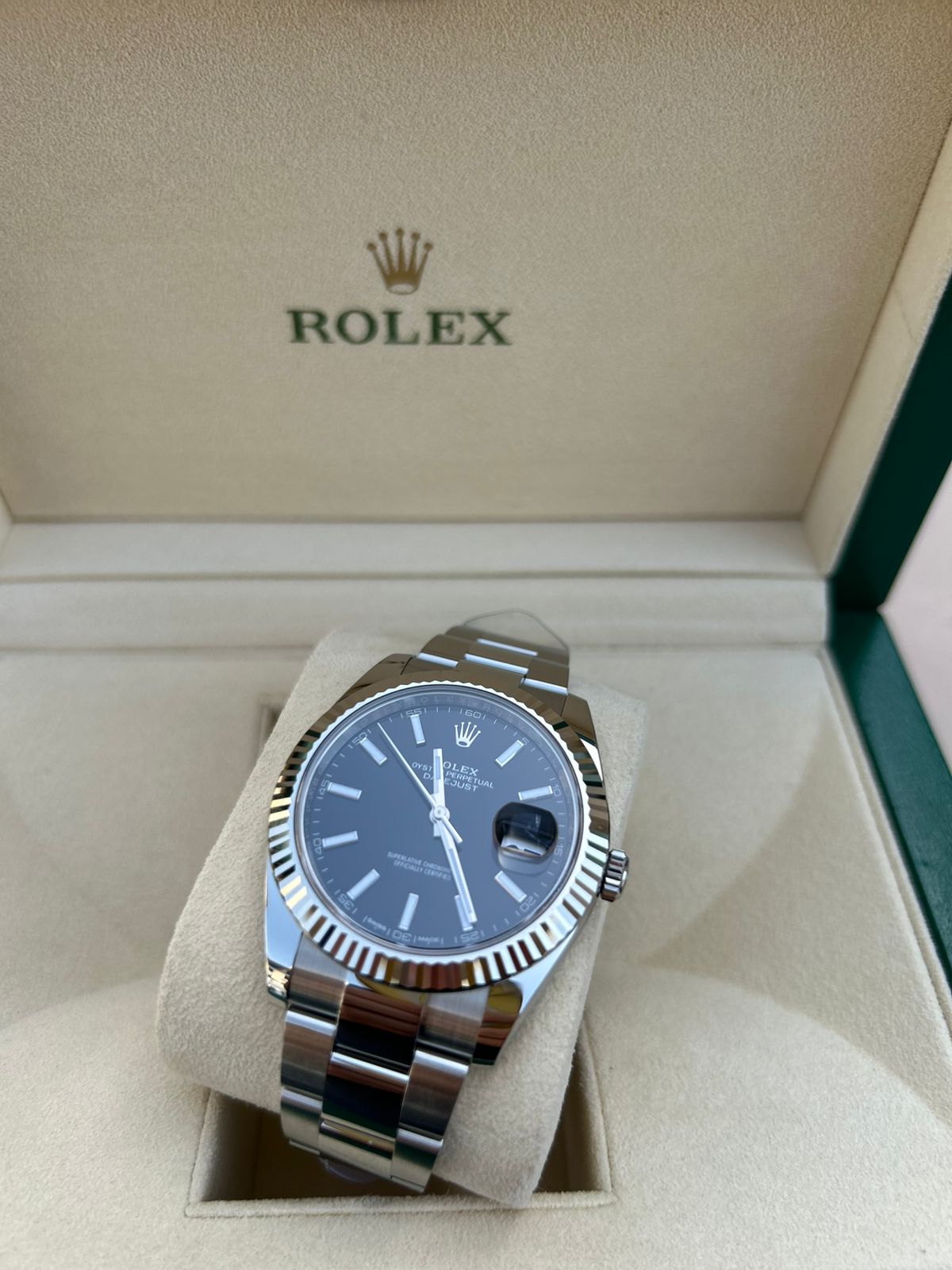 Rolex Datejust 41mm Steel White Gold Bezel Polished With Box Without Papers