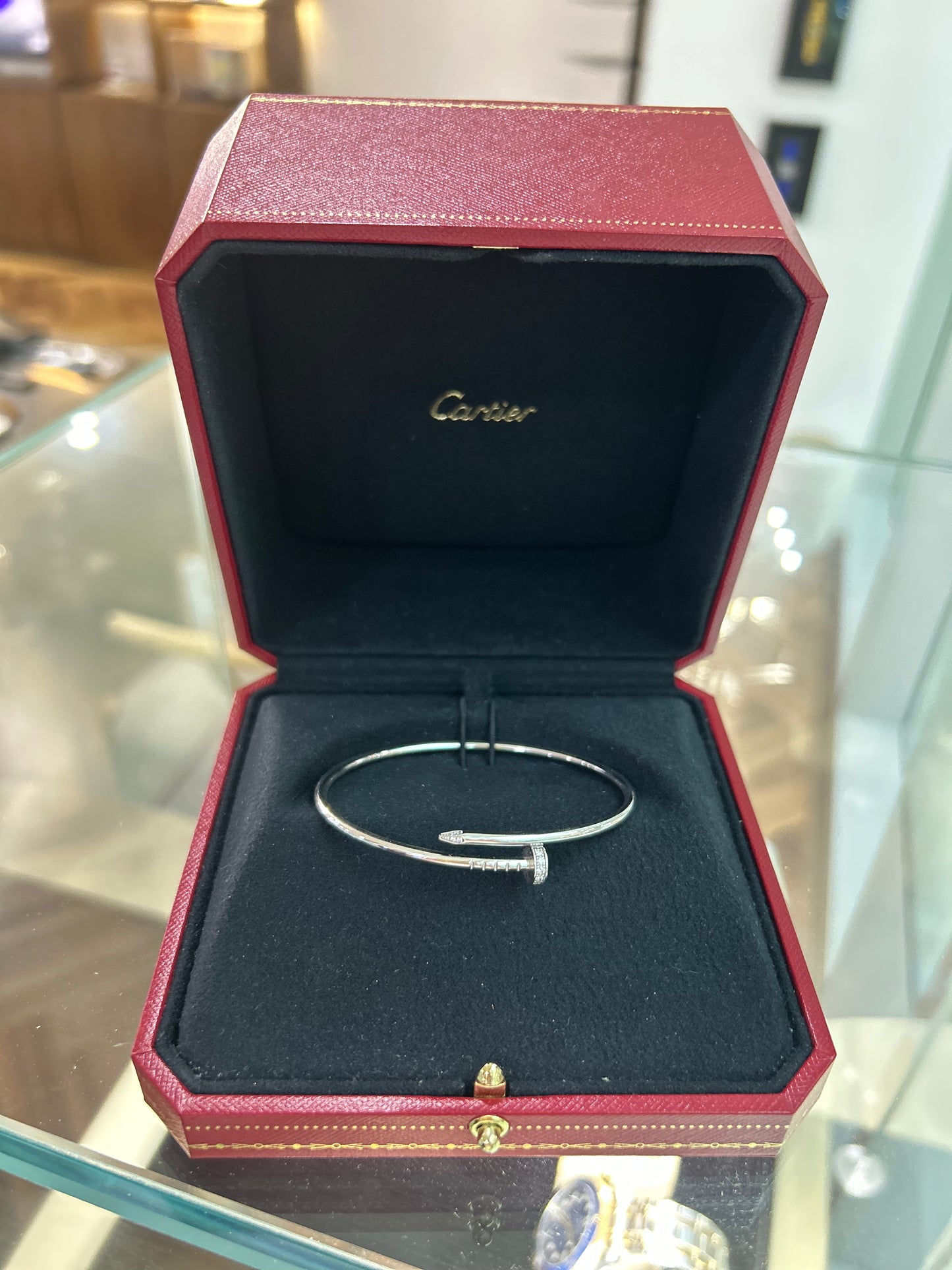 Cartier JUSTE UN CLOU BRACELET, SMALL MODEL, DIAMONDS White Gold B6083917  18 Size