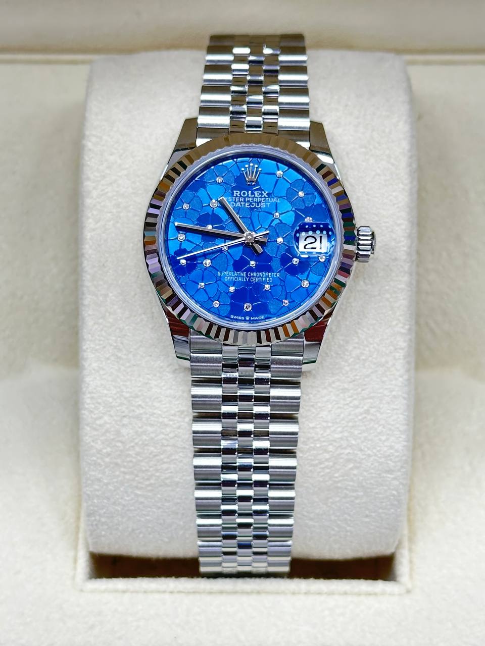 Rolex Ladies Datejust 31mm 278274 Steel On Jubilee Flower Dial Blue With Diamonds 2024 New