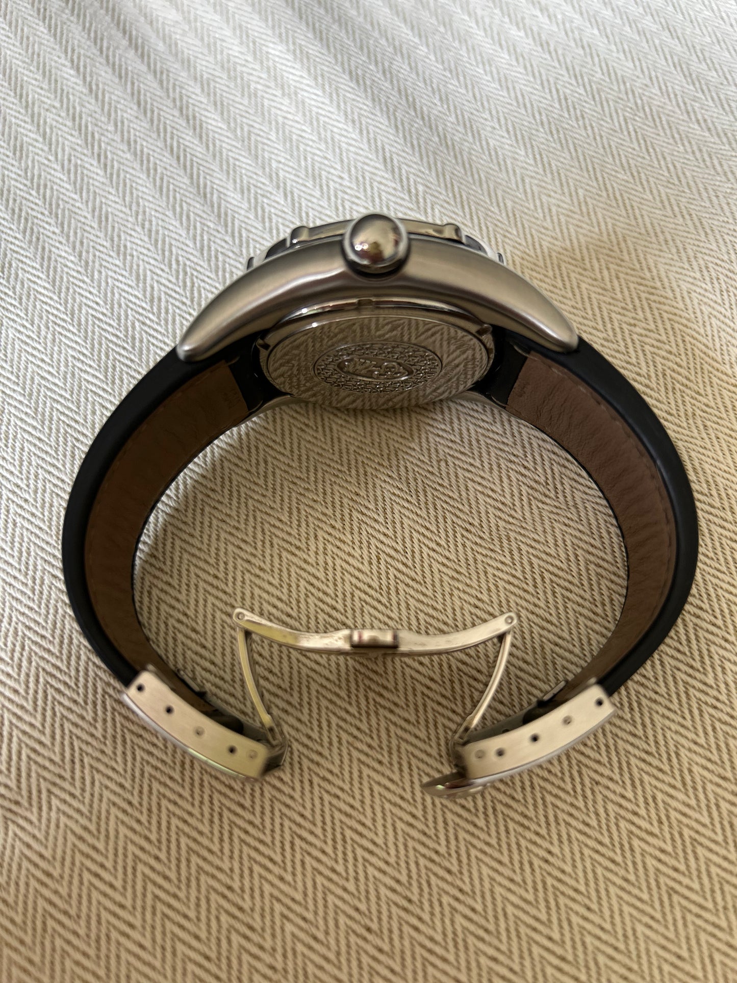 Corum Bubble Dive Bomber "Shark" In Stainless Steel On Leather Strap. Auto W/ Sweep Seconds and Date. 44 mm Case Size. Without box and Papers. Ref. 82.180.20 Fine Pre-owned Corum Watch.