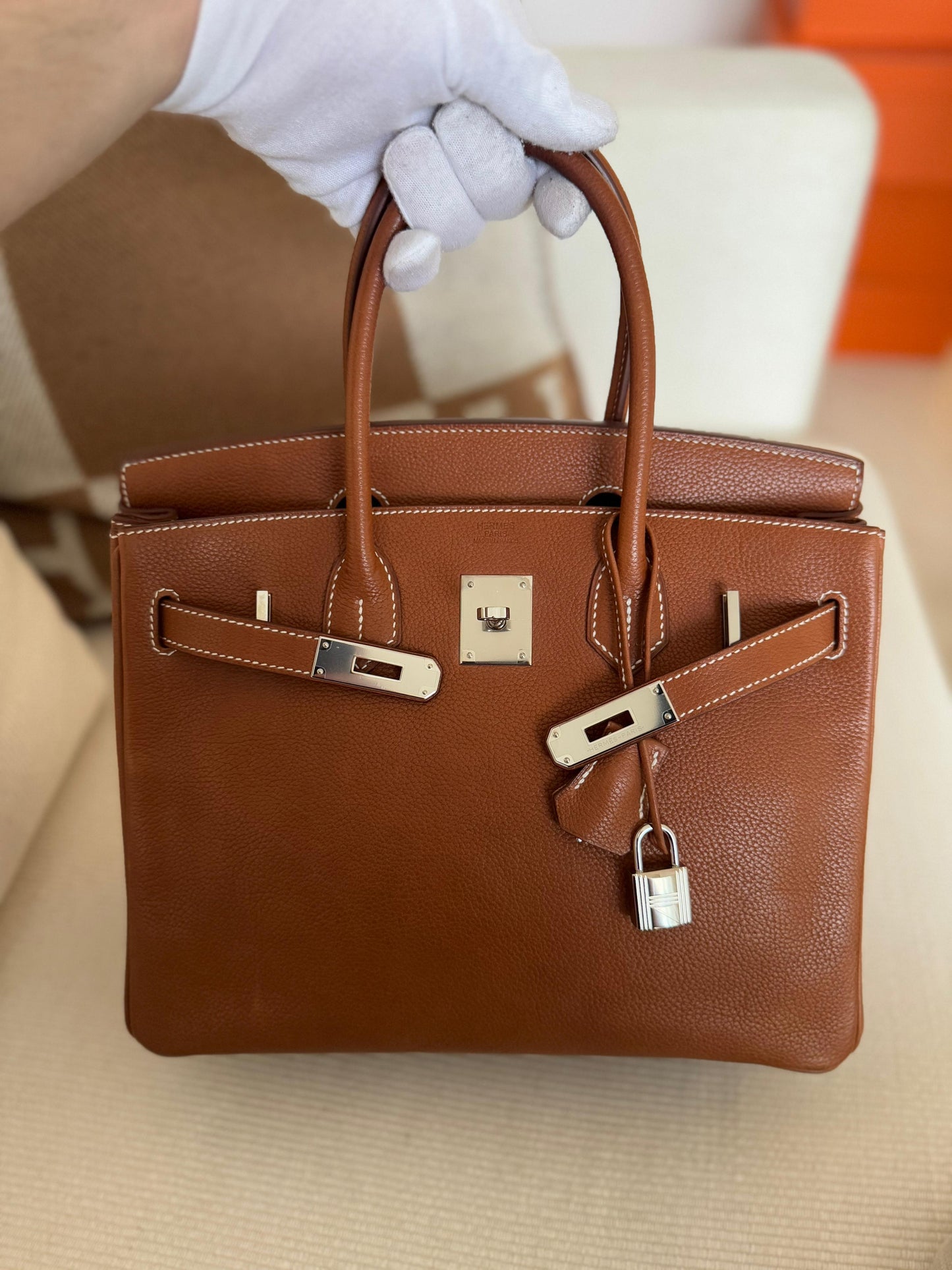 Hermes Birkin 30 Barenia Palladium Hardware 2018 Full Set