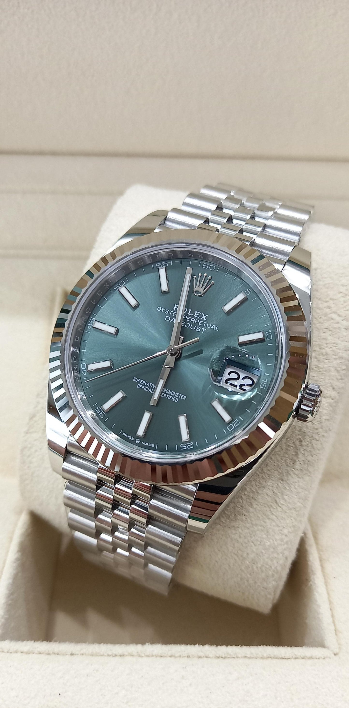 Rolex Datejust 41mm Mint Green 126334 Jubilee Full set 2025 New