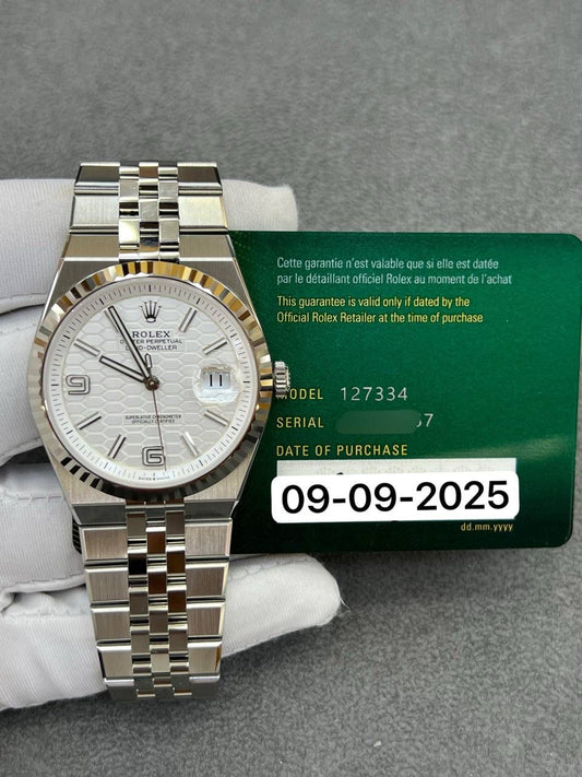 Rolex Land-Dweller 40mm steel White Honeycomb Dial 127334 New 2025 Full Set