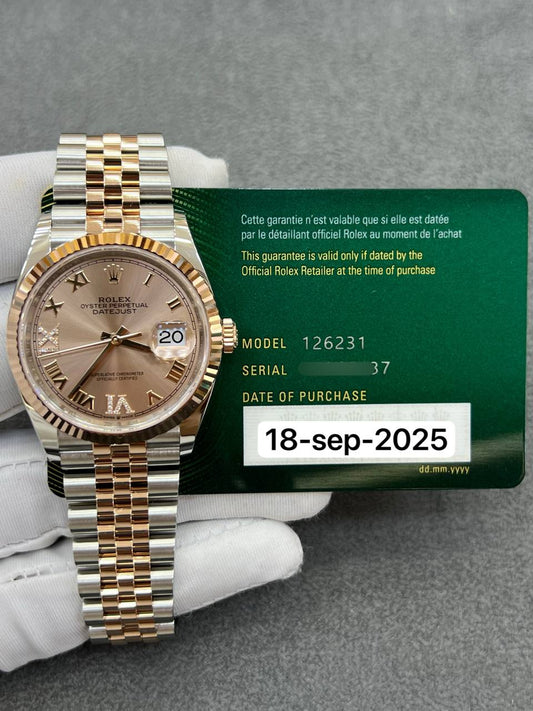 Rolex Datejust 36mm Pink Roman Rose Gold Jubilee Bracelet Steel and Gold New 2025 Year Full Set Ref:126231