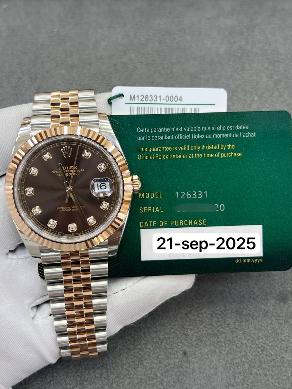 Rolex Datejust 41mm Chocolate Dial Two Tone Rose Gold Fluted bezel Jubilee Bracelet New 2025 Full Set Ref:126331