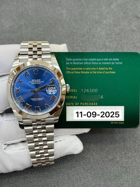 Rolex Datejust 41mm Steel Blue Roman Dial Jubilee Bracelet New 2025 Full Set Ref:126300