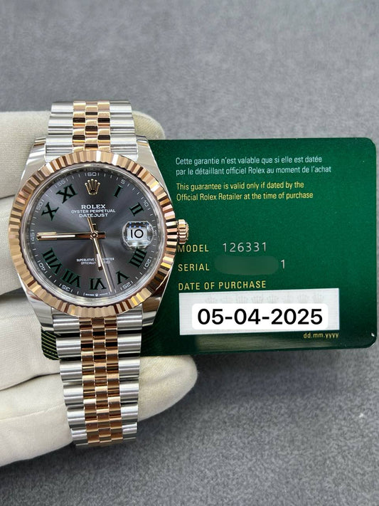 Rolex Datejust 41mm Steel and Rose Gold Wimbledon Dial Jubilee Bracelet New 2025 Full Set Ref:126331