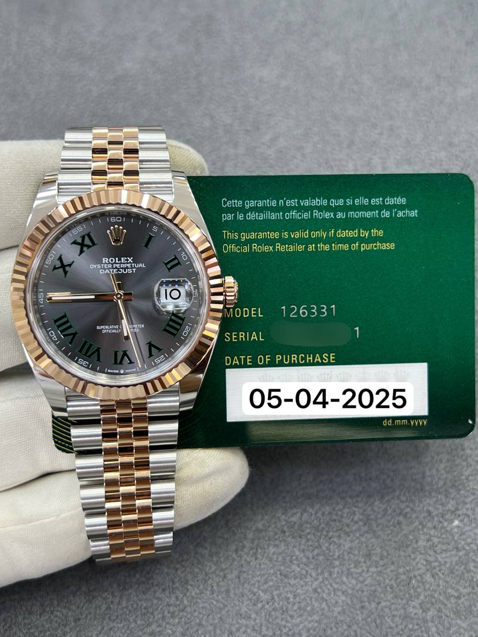 Rolex Datejust 41mm Steel and Rose Gold Wimbledon Dial Jubilee Bracelet New 2025 Full Set Ref:126331