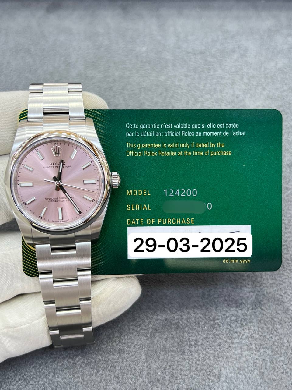 Rolex Oyster Perpetual 34mm Pink Dial Stainless Steel Oyster Bracelet New 2025 Full Set Ref:124200
