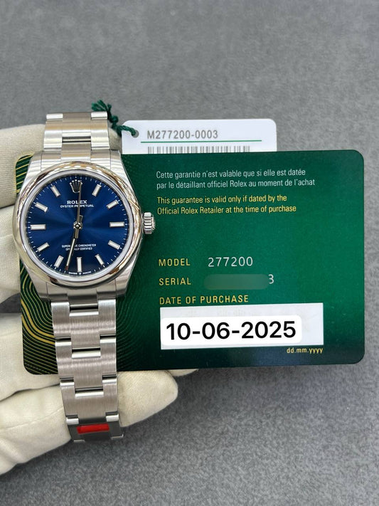 Rolex Oyster Perpetual 31mm Blue Dial Stainless Steel Oyster Bracelet New 2025 Full Set Ref:277200