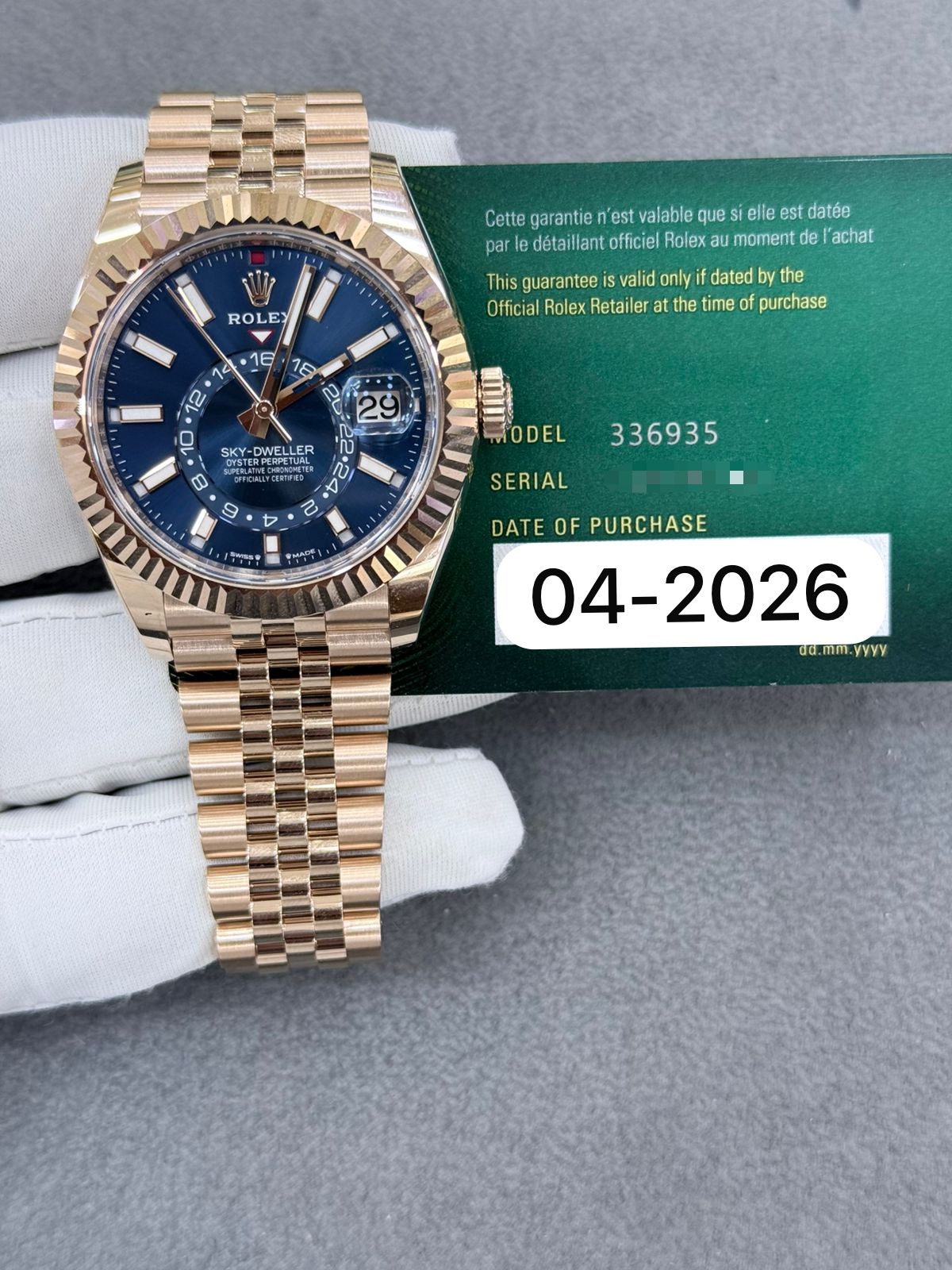 Rolex Sky-Dweller
336935 Blue Dial Rose  Gold Jubilee 42mm Box And Paper Brand New Full Set
