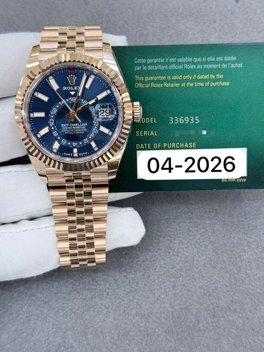 Rolex Sky-Dweller
336935 Blue Dial Rose  Gold Jubilee 42mm Box And Paper Brand New Full Set