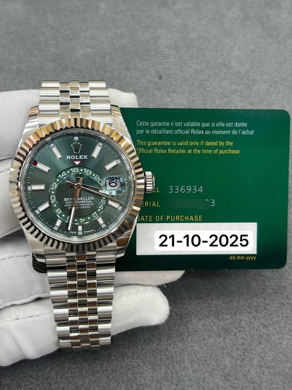 Rolex Men’s Sky-Dweller Green Dial Jubilee Bracelet 42mm Steel New 2025 Full Set Ref:336934