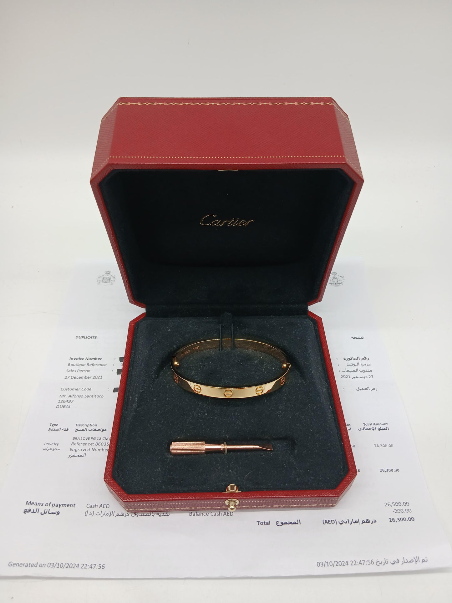 Cartièr Love Bracelet RoseGold 
Size 18
In Excellent condition
Comes With Box and Store Receipt