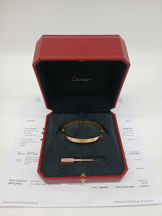 Cartièr Love Bracelet RoseGold 
Size 18
In Excellent condition
Comes With Box and Store Receipt