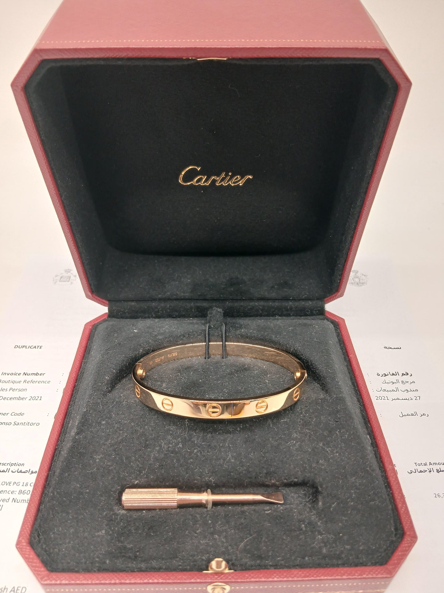 Cartièr Love Bracelet RoseGold 
Size 18
In Excellent condition
Comes With Box and Store Receipt