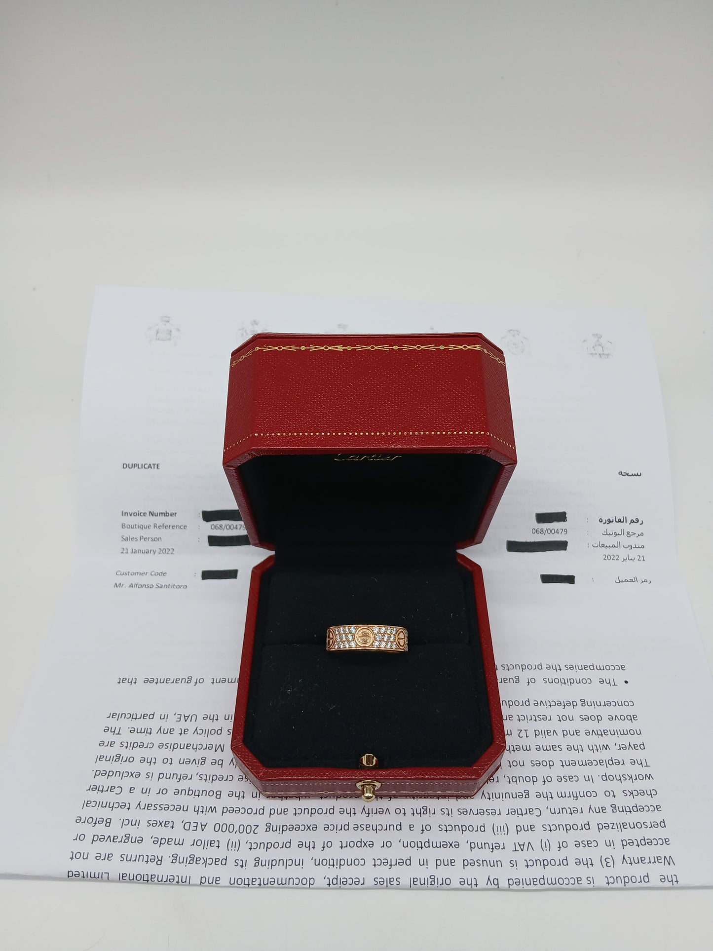 Cartièr Love Ring RoseGold with Diamonds 
Size 59
In Excellent Condition
Comes With Box and Store Receipt